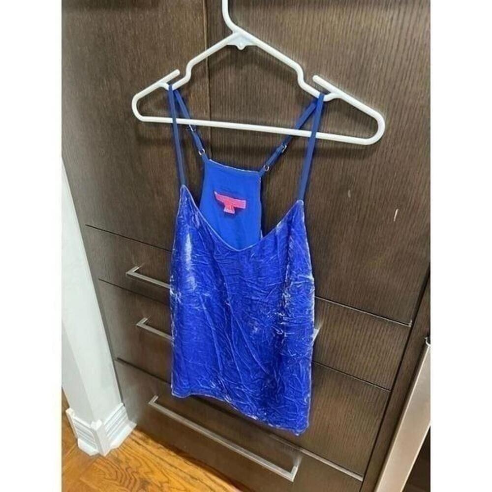 Lilly Pulitzer Dusk Top Velvet Racerback V Neck Tank Top Royal blue $88 M